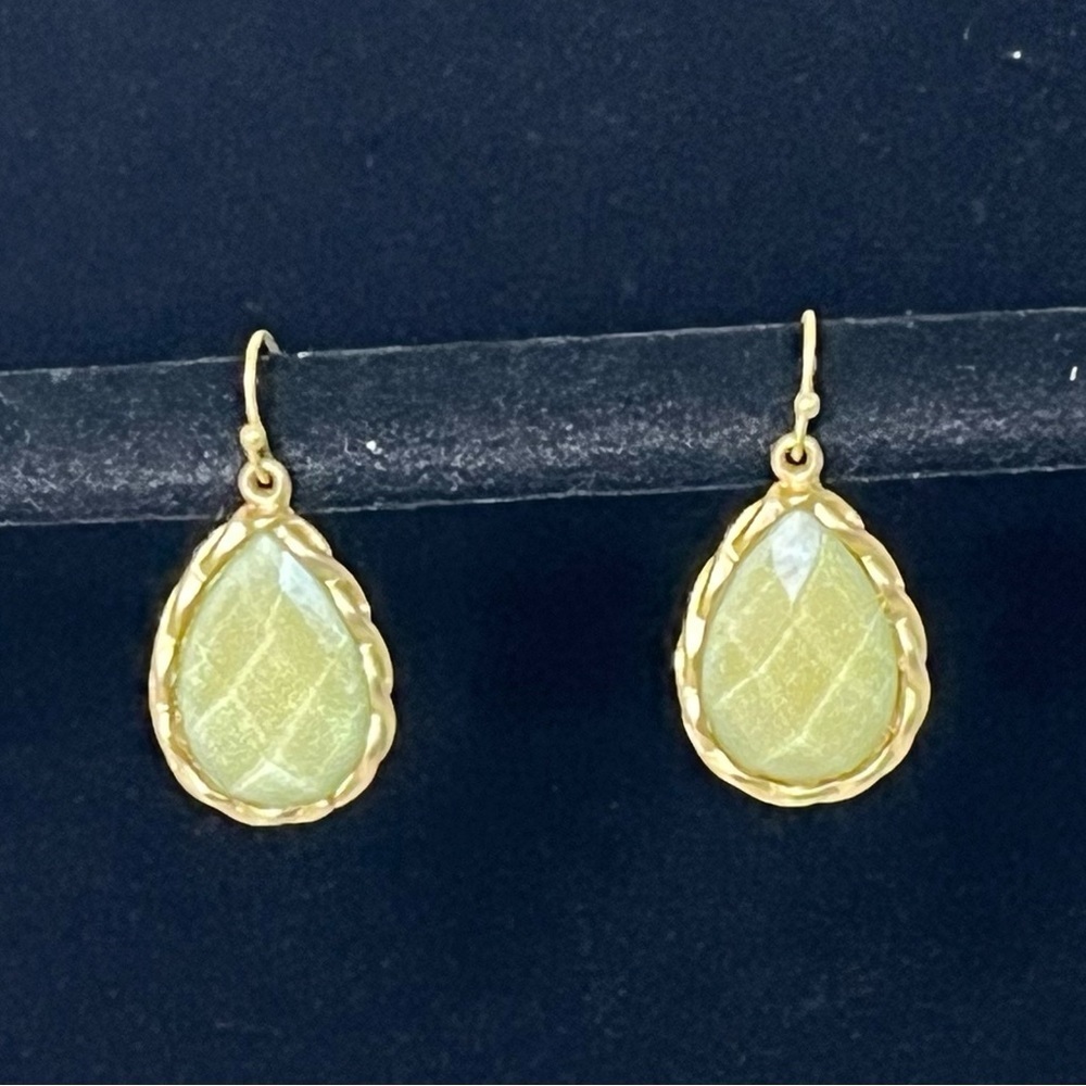 Fashion Drop Dangle Acrylic Deco Teardrop‎ Shape Pale Green Gold Hook Earrings